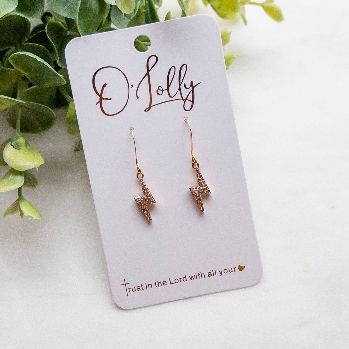 Gold Rhinestone Bolt Simple Earrings