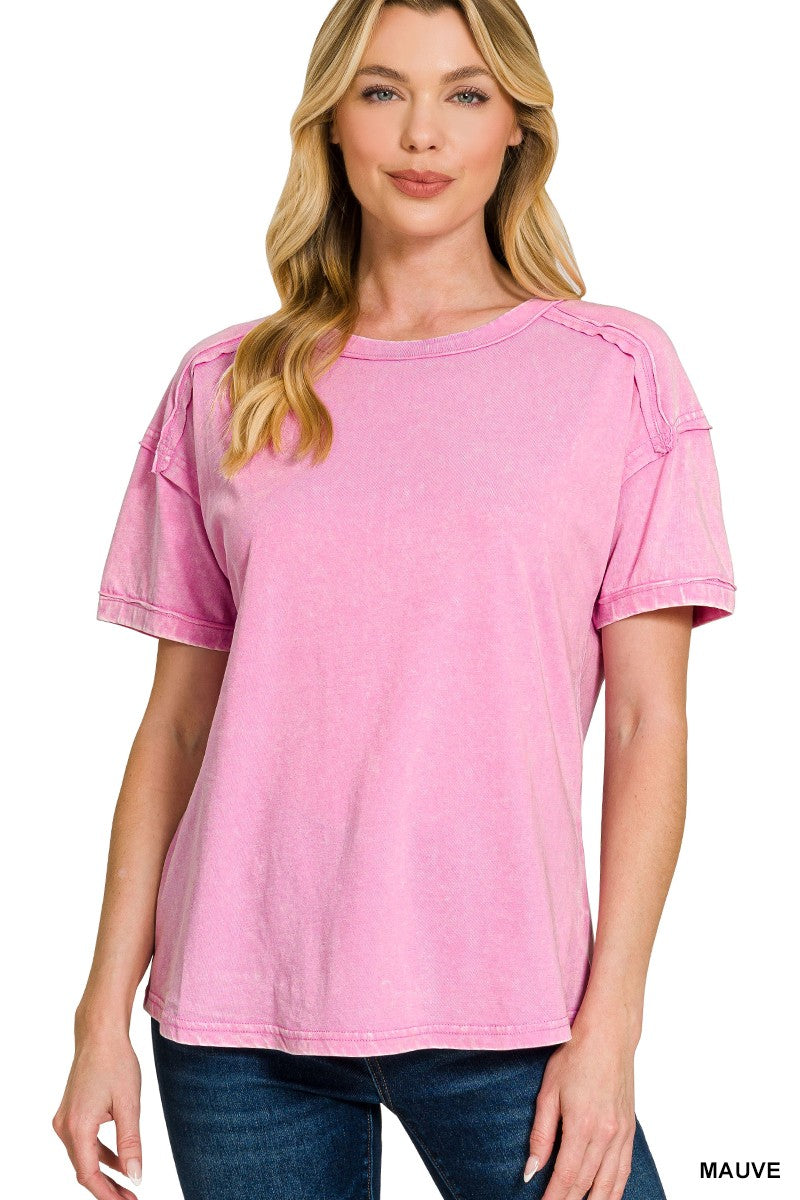Acid Washed Round Neck T-shirts