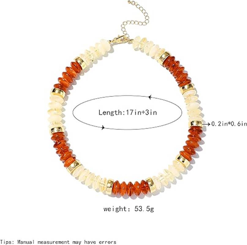 Bohemian Resin Beaded Necklace Summer Layering Jewelry