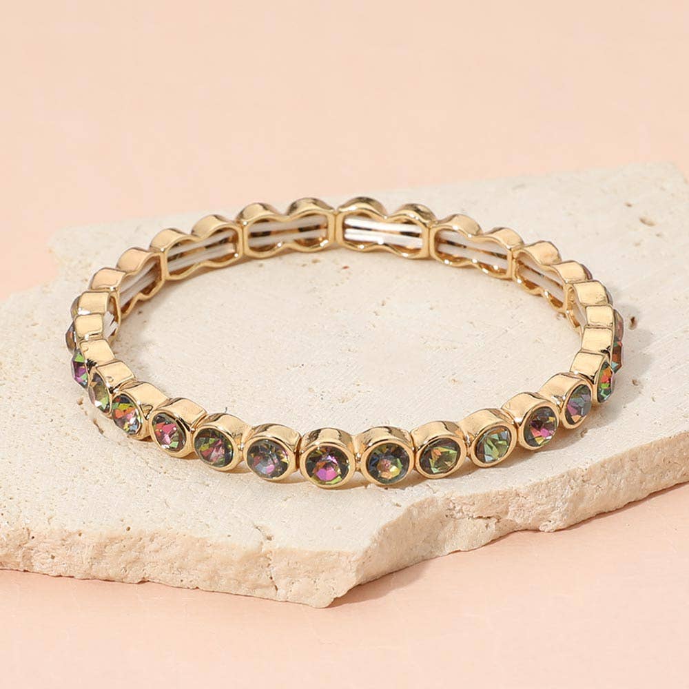 Stone Bezel Stretch Bracelet