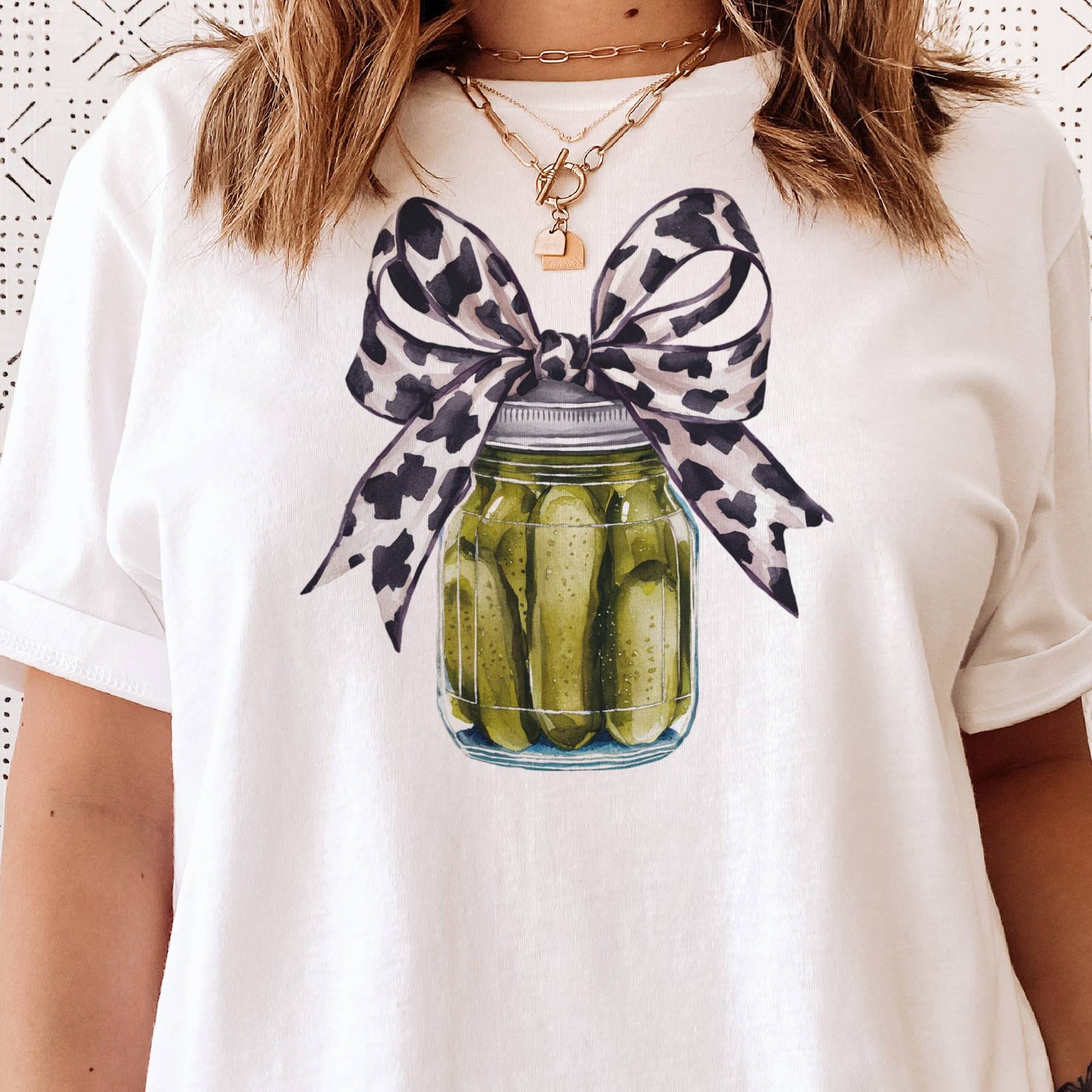 Pickle Pickles and Leopard Bow Pickle Lover Graphic Tee