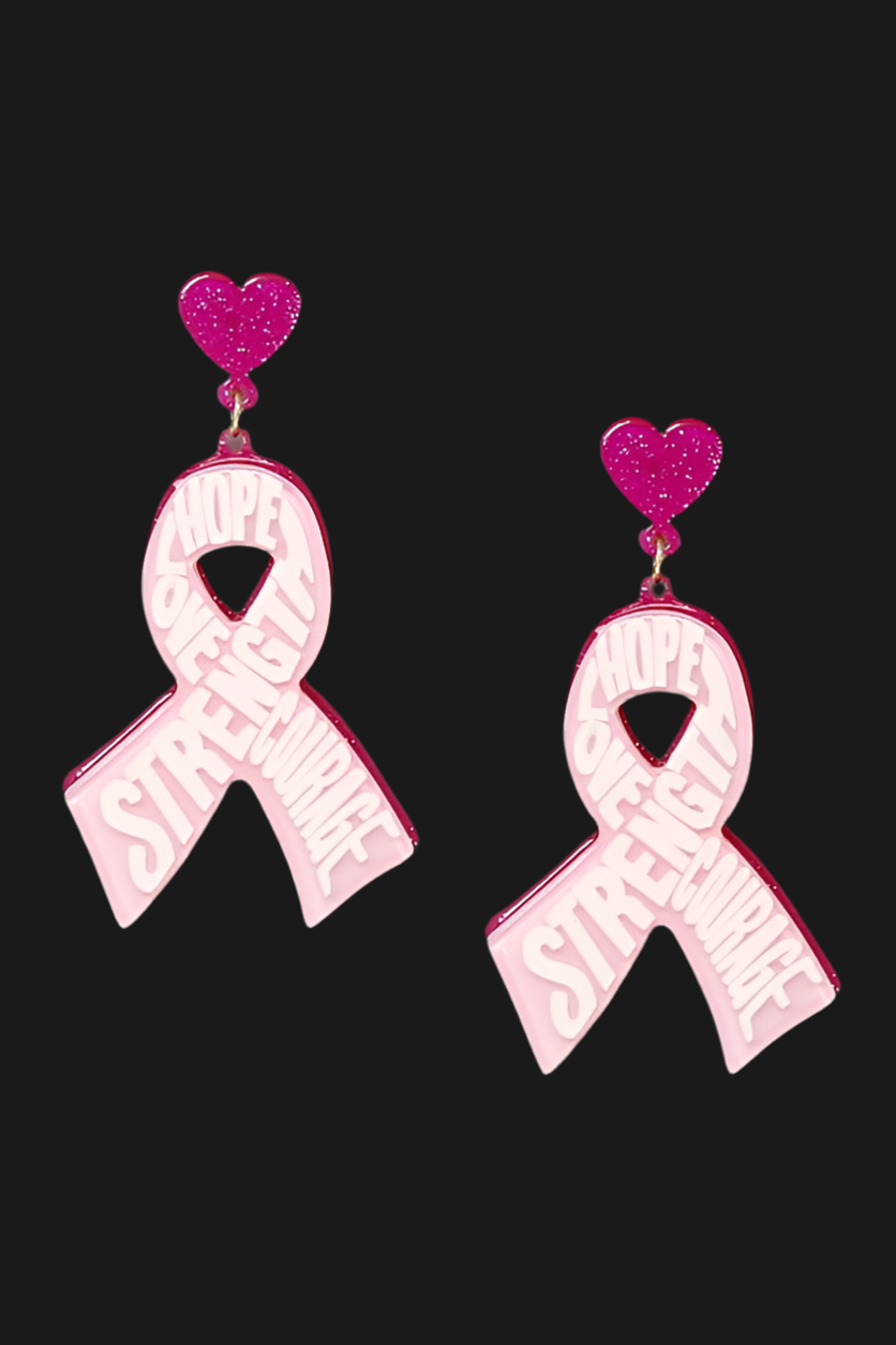 Pink Ribbon Earrings J-69