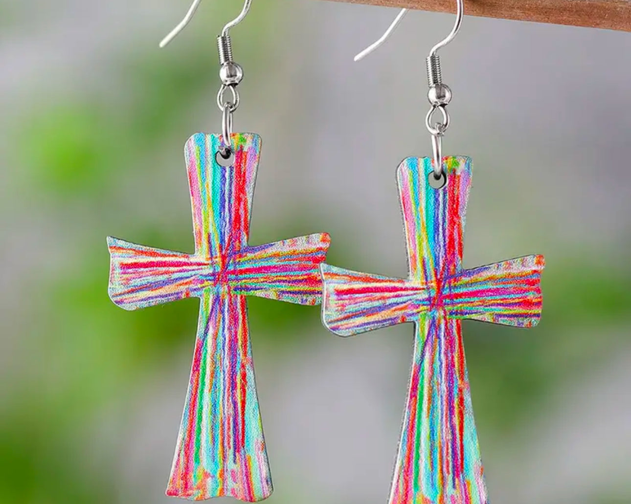 Vintage Western Style Distressed Cross Earrings