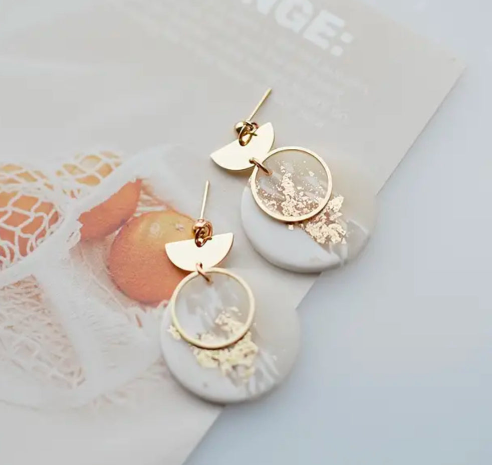 Elegant Marble-Inspired Polymer Clay Dangle