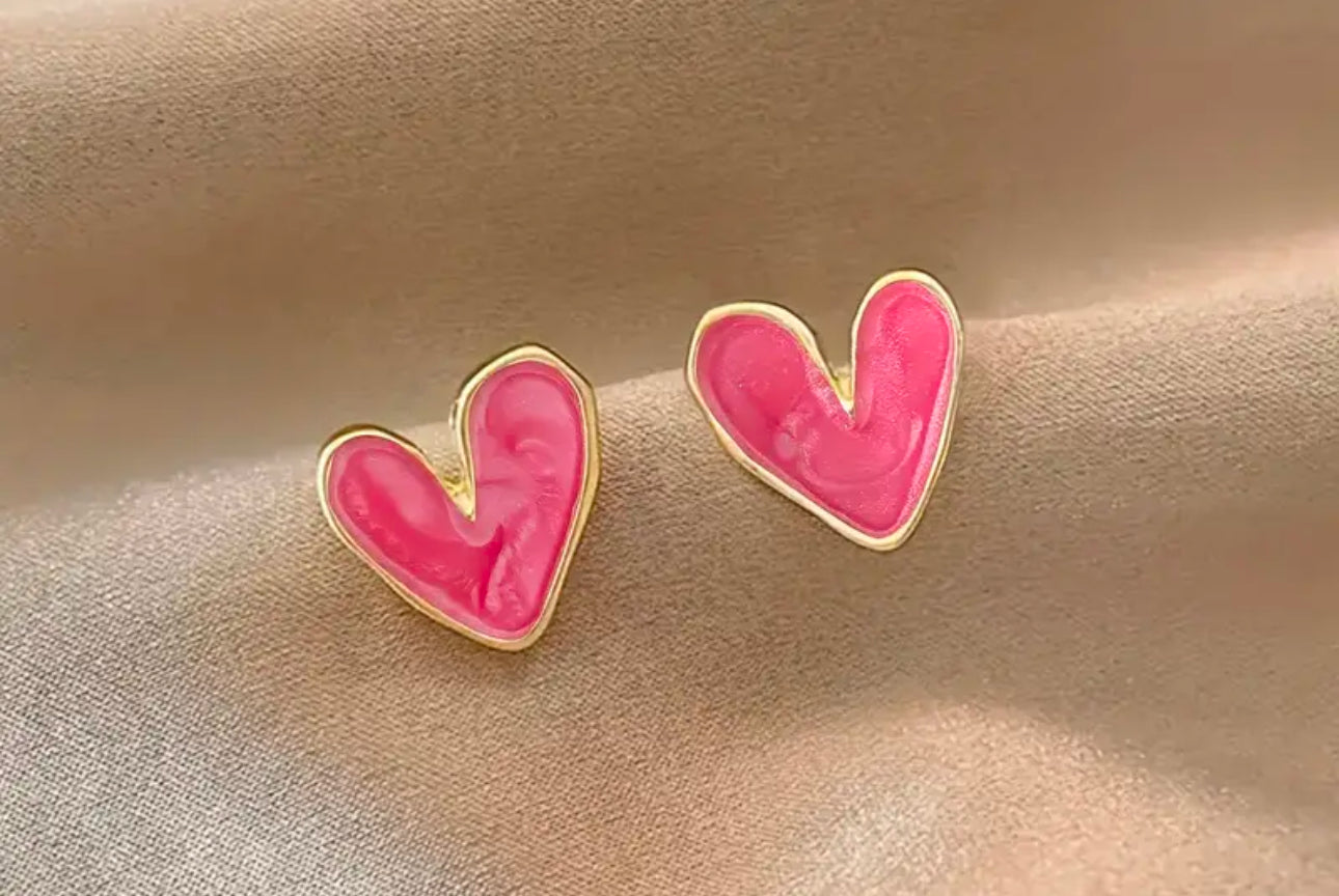 Heart-Shaped Stud Earrings