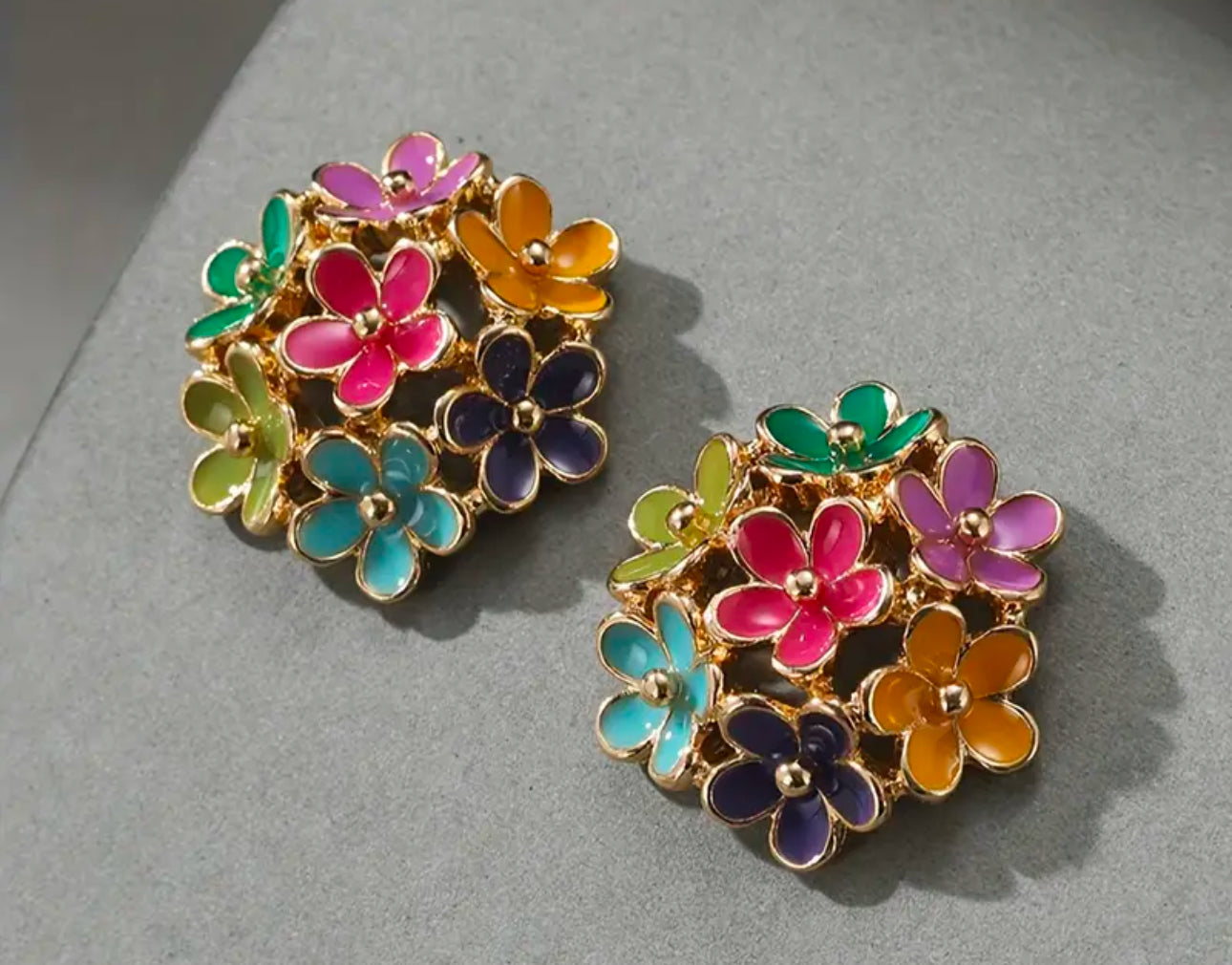 Colorful Enamel Flower Earring