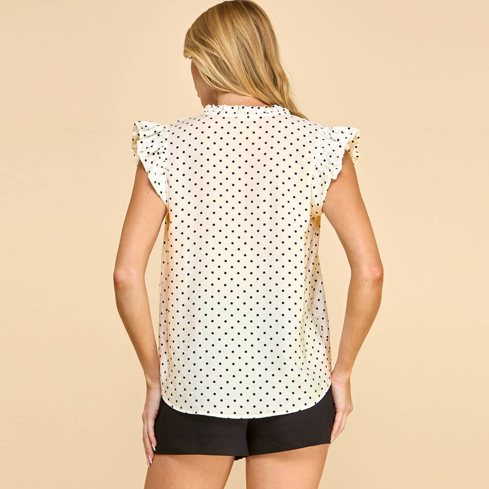 Ruffle Sleeve Polka Dot Blouse