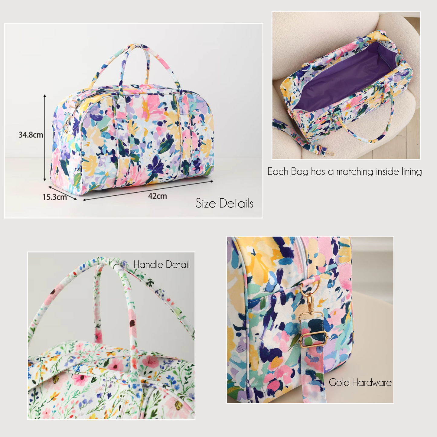 Floral Weekender duffel Bag Rosy Garden