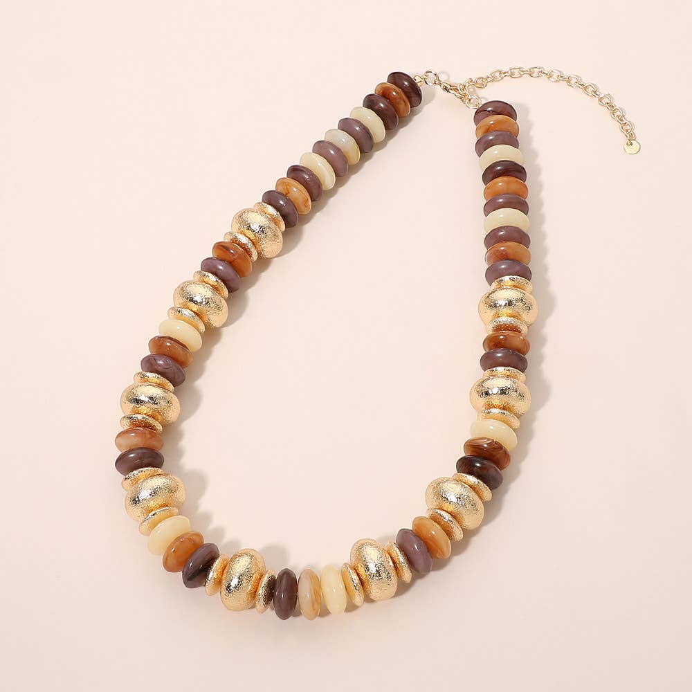 Chunky Mixed Disc Beaded Necklace