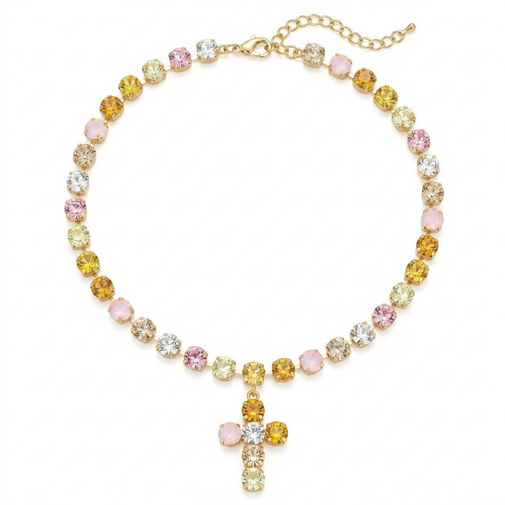Boho Rondelle Beaded Rhinestone Choker Necklace