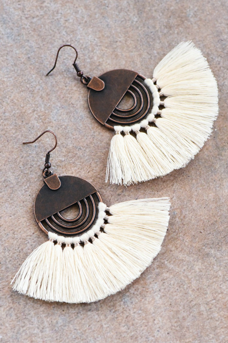 Boho Chic Fan Shaped Tassel Earrings 113
