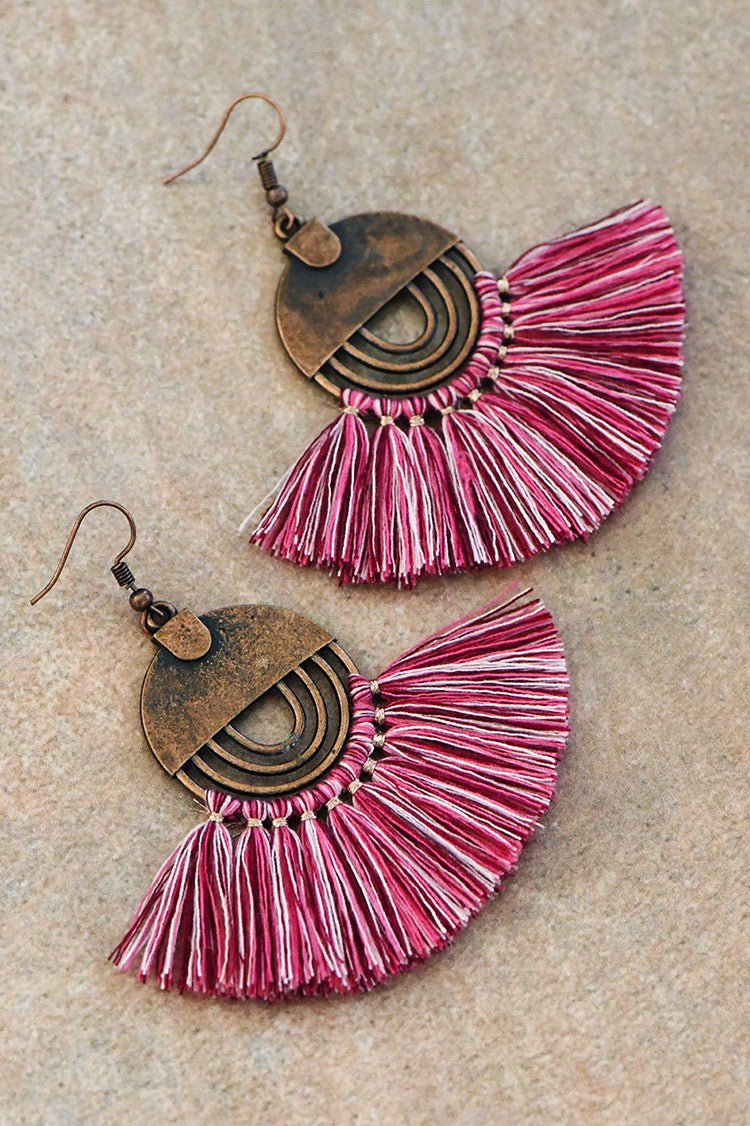 Boho Chic Fan Shaped Tassel Earrings 113