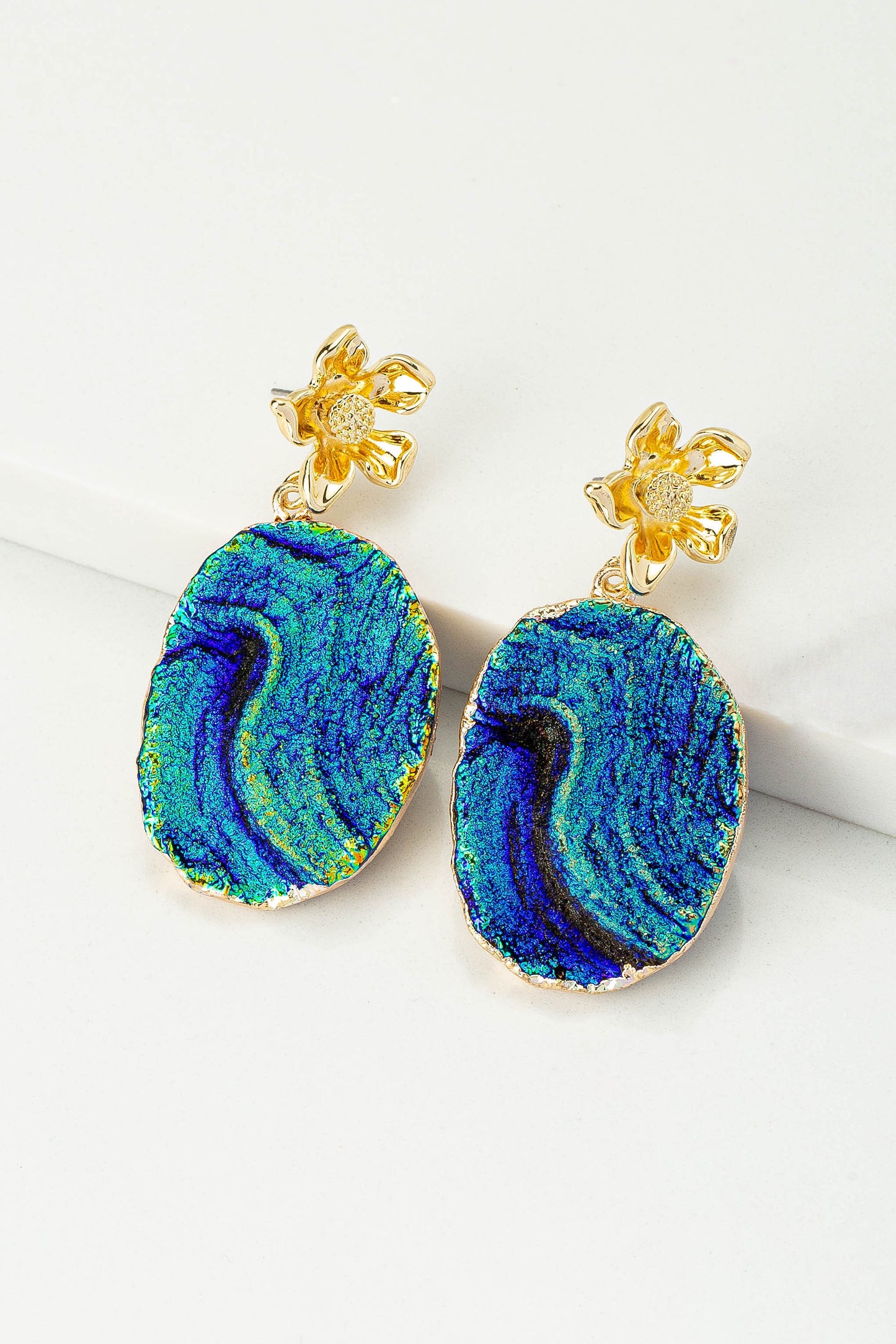 DRUZZY DROP WITH FLOWER STUD EARRINGS #188