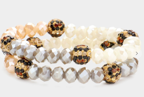 Ball Faceted Beaded Stretch Bracelets 111