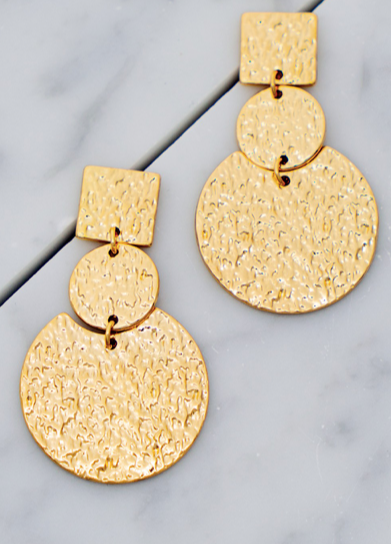 GEO SHAPE GOLD NUGGET LINEAR EARRINGS 626