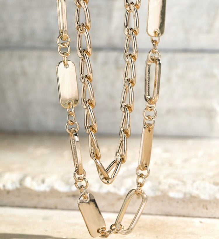 Metal Double Mixed Chain Necklace 148