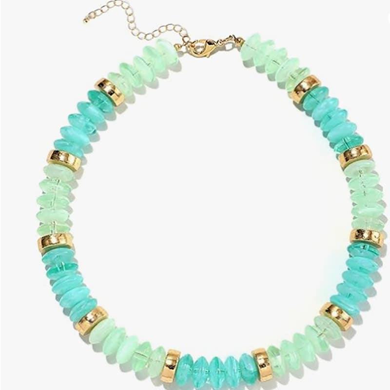 Bohemian Resin Beaded Necklace Summer Layering Jewelry