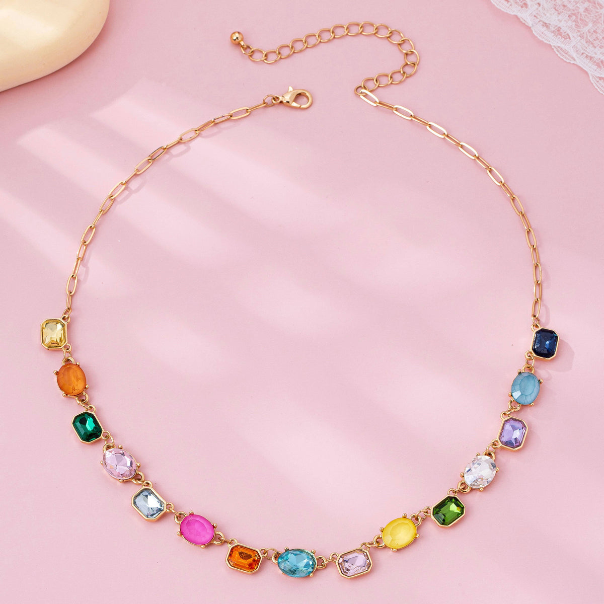 Multicolor Gemstone Link Necklace | 80N92824