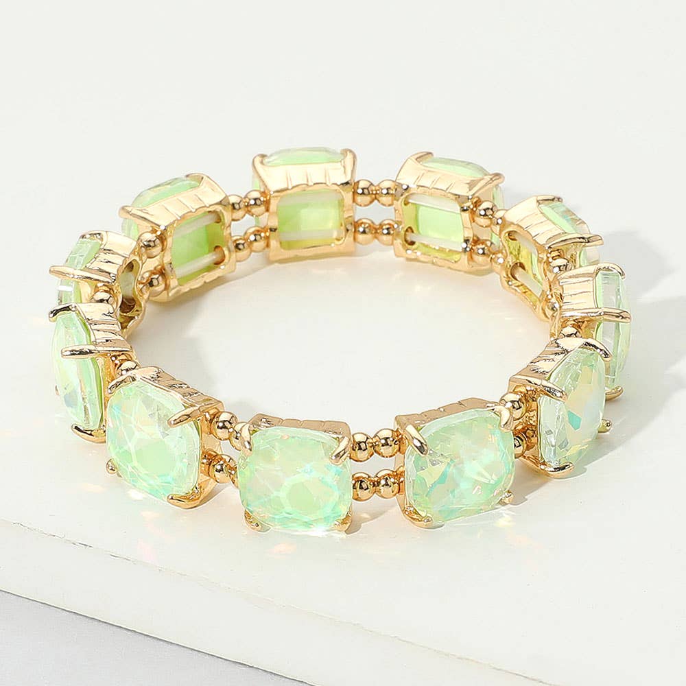 Cushion Square Stone Stretch Evening Bracelet