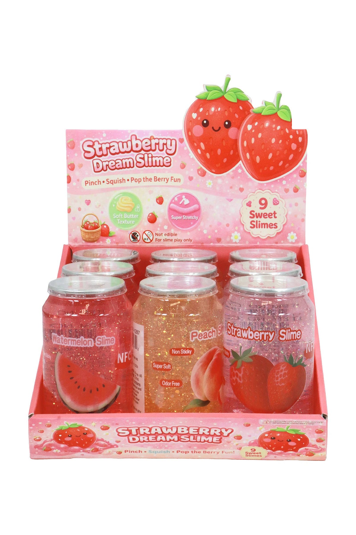 Sparkling Pink Fruit Variety Soda Can Glitter Slime
