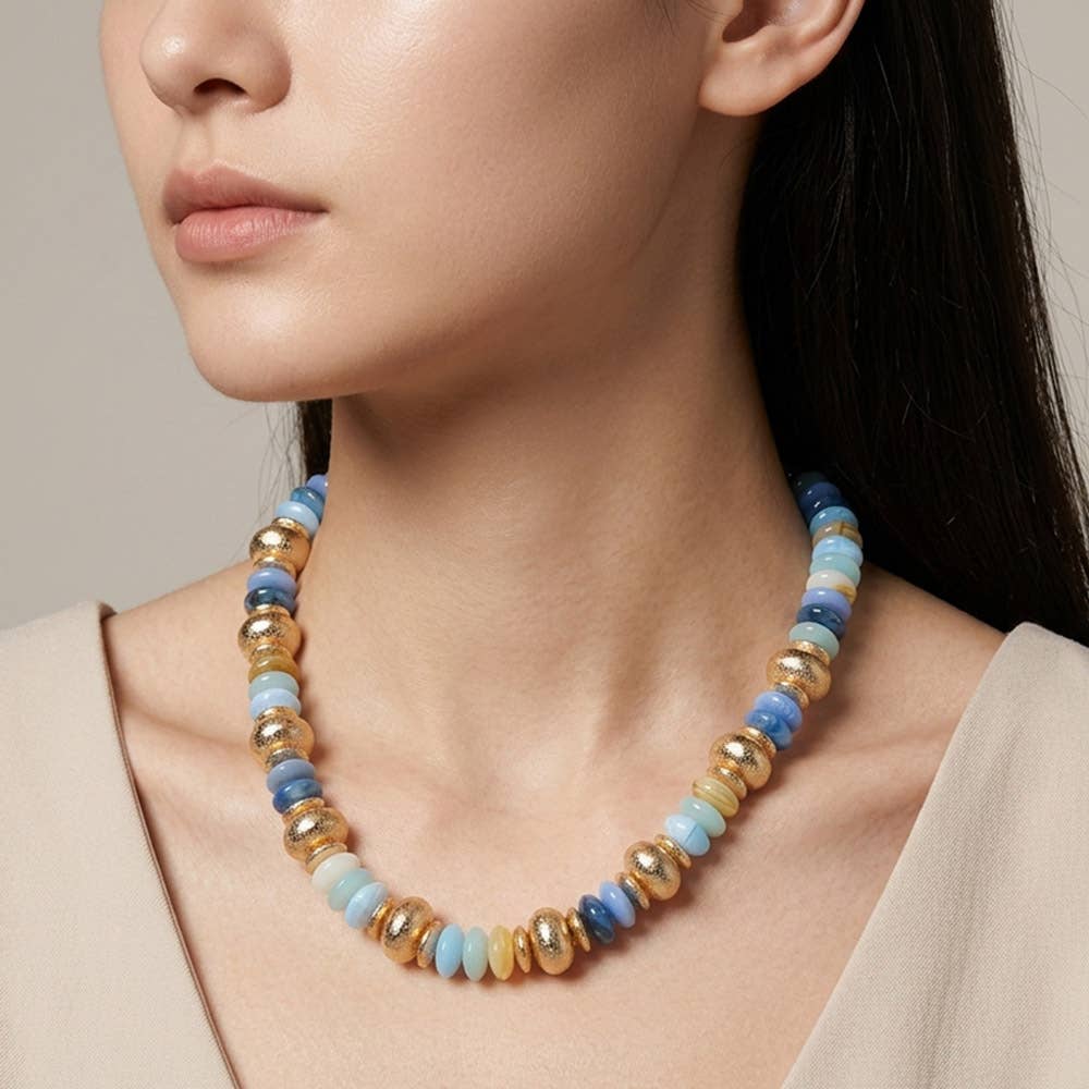 Chunky Mixed Disc Beaded Necklace