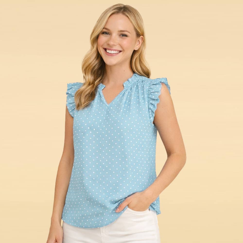Ruffle Sleeve Polka Dot Blouse