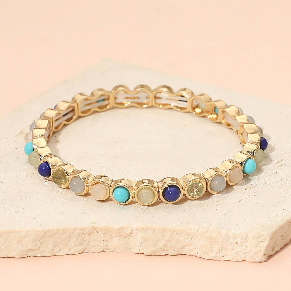 Stone Bezel Stretch Bracelet