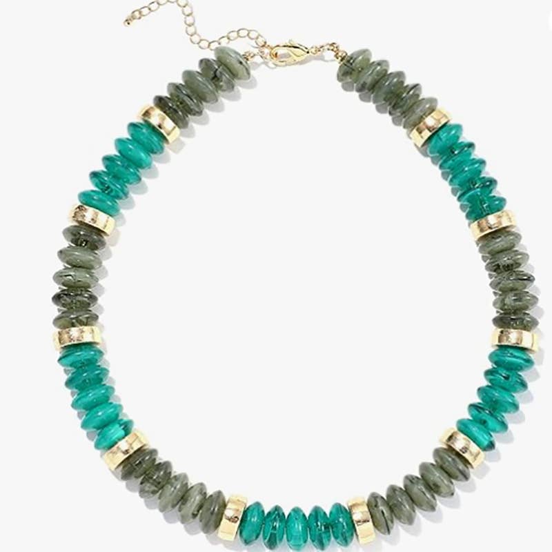 Bohemian Resin Beaded Necklace Summer Layering Jewelry