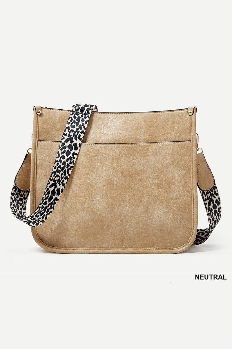 VEGAN LEATHER LEOPARD STRAP  SHOULDER BAG #659