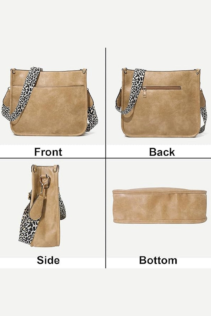 VEGAN LEATHER LEOPARD STRAP  SHOULDER BAG #659