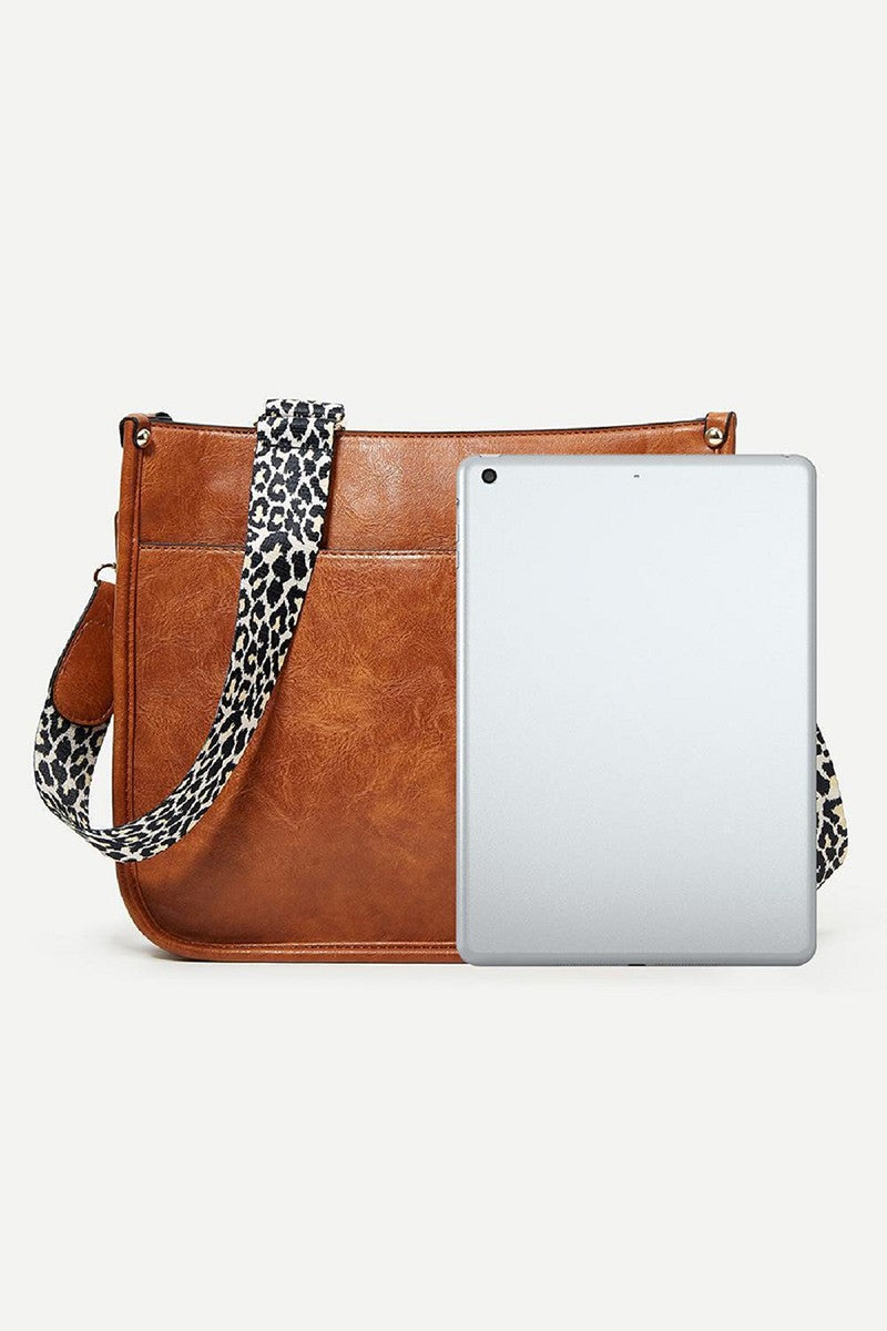 VEGAN LEATHER LEOPARD STRAP  SHOULDER BAG #659