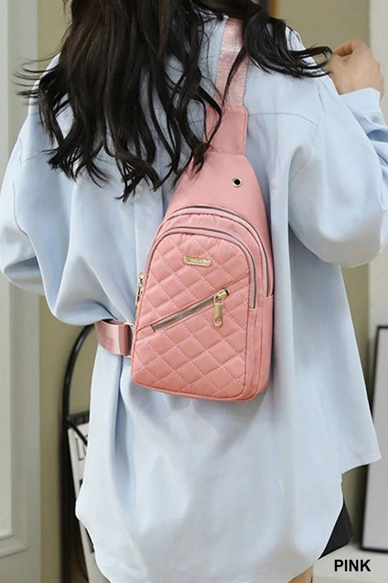 Quilted Multi-pocket Crossbody Sling Bag