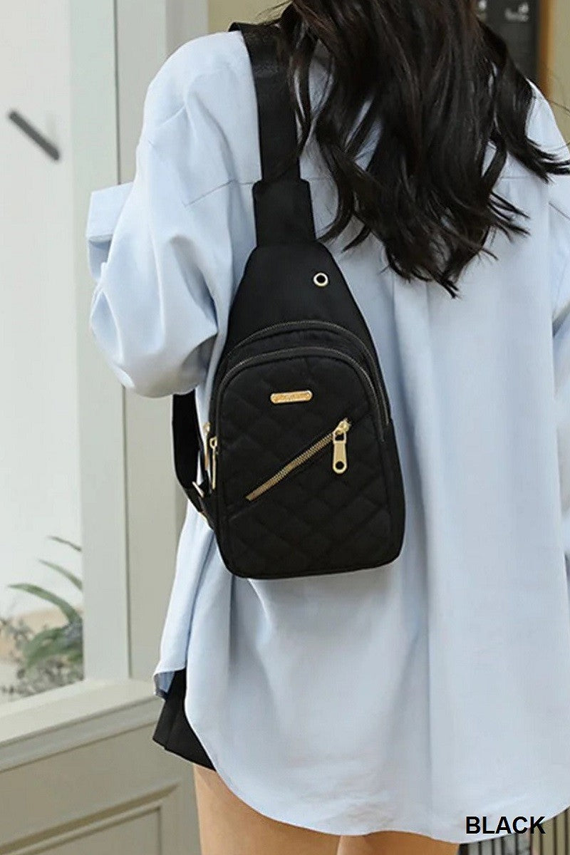 Quilted Multi-pocket Crossbody Sling Bag