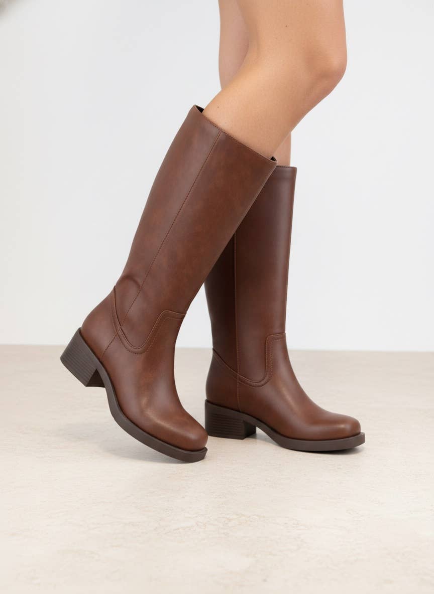 [BEST SELLER] BELVIN all Boots Low Block Heel Versatile Ever