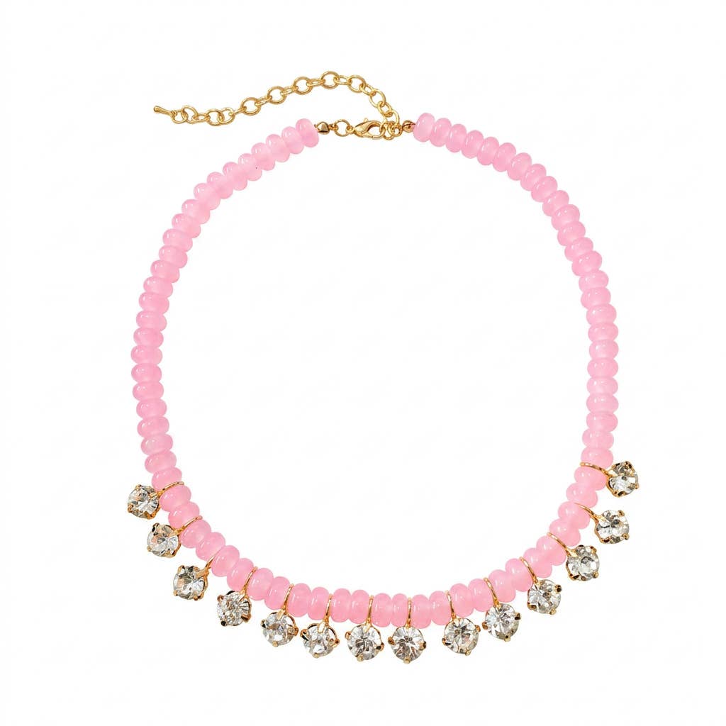 Boho Rondelle Beaded Rhinestone Choker Necklace