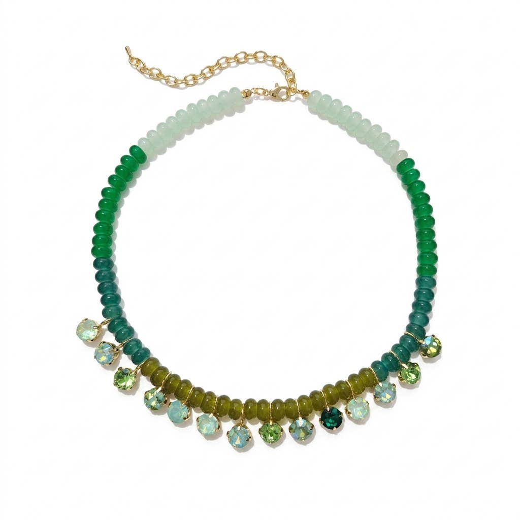 Boho Rondelle Beaded Rhinestone Choker Necklace
