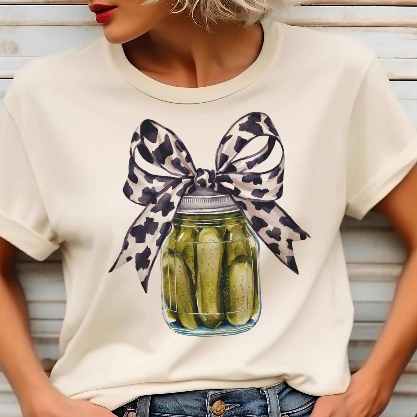 Pickle Pickles and Leopard Bow Pickle Lover Graphic Tee