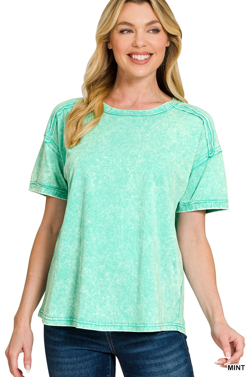 Acid Washed Round Neck T-shirts