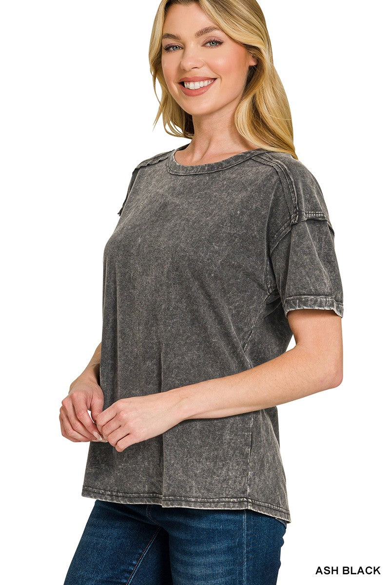 Acid Washed Round Neck T-shirts