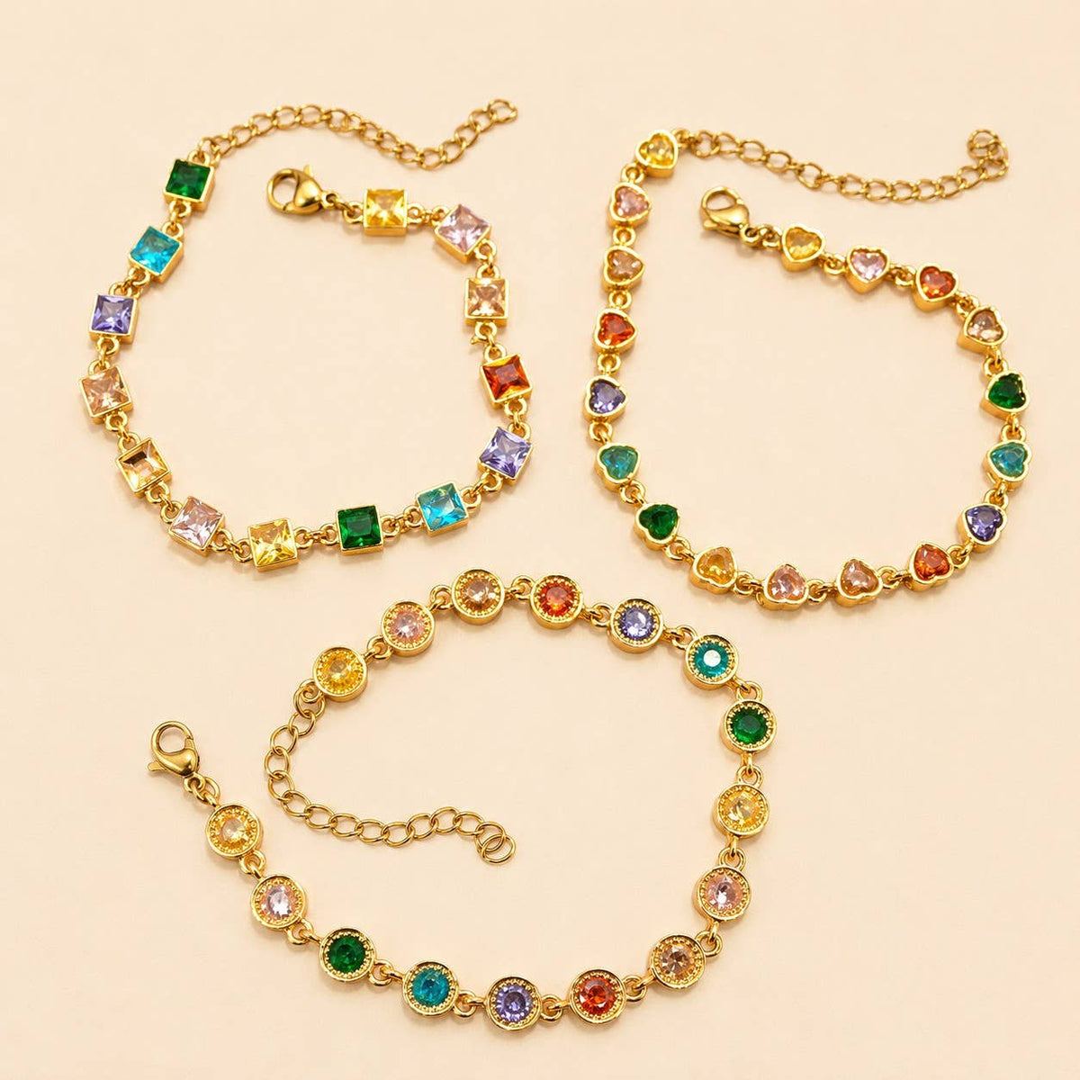18K STAINLESS STEEL RAINBOW CRYSTAL BRACELET | 40B5264