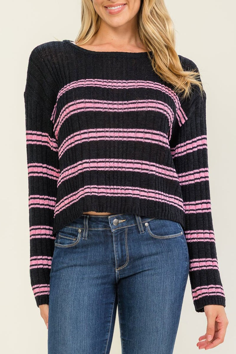 Black Stripe Knitted Top