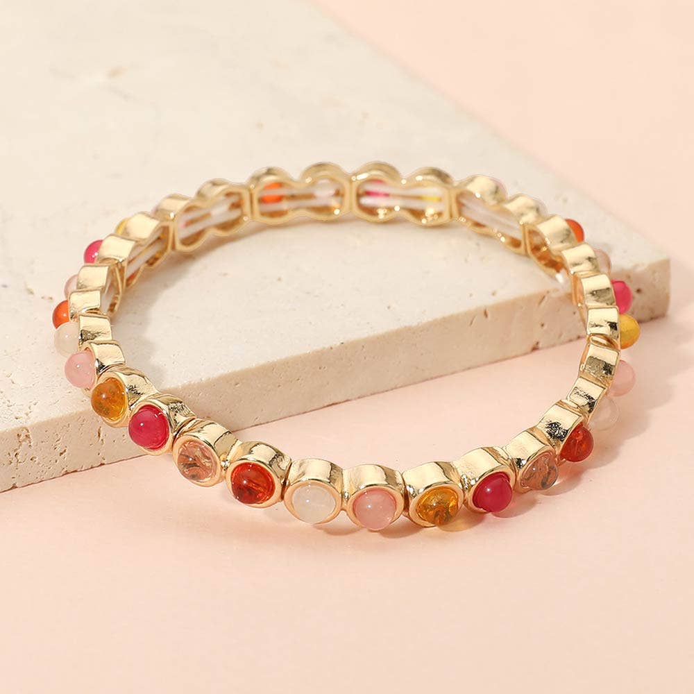 Stone Bezel Stretch Bracelet