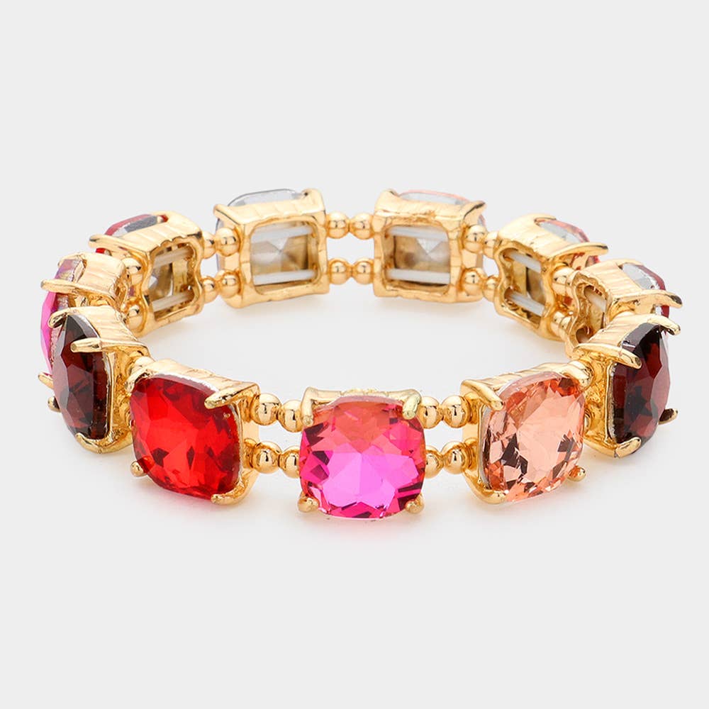 Cushion Square Stone Stretch Evening Bracelet