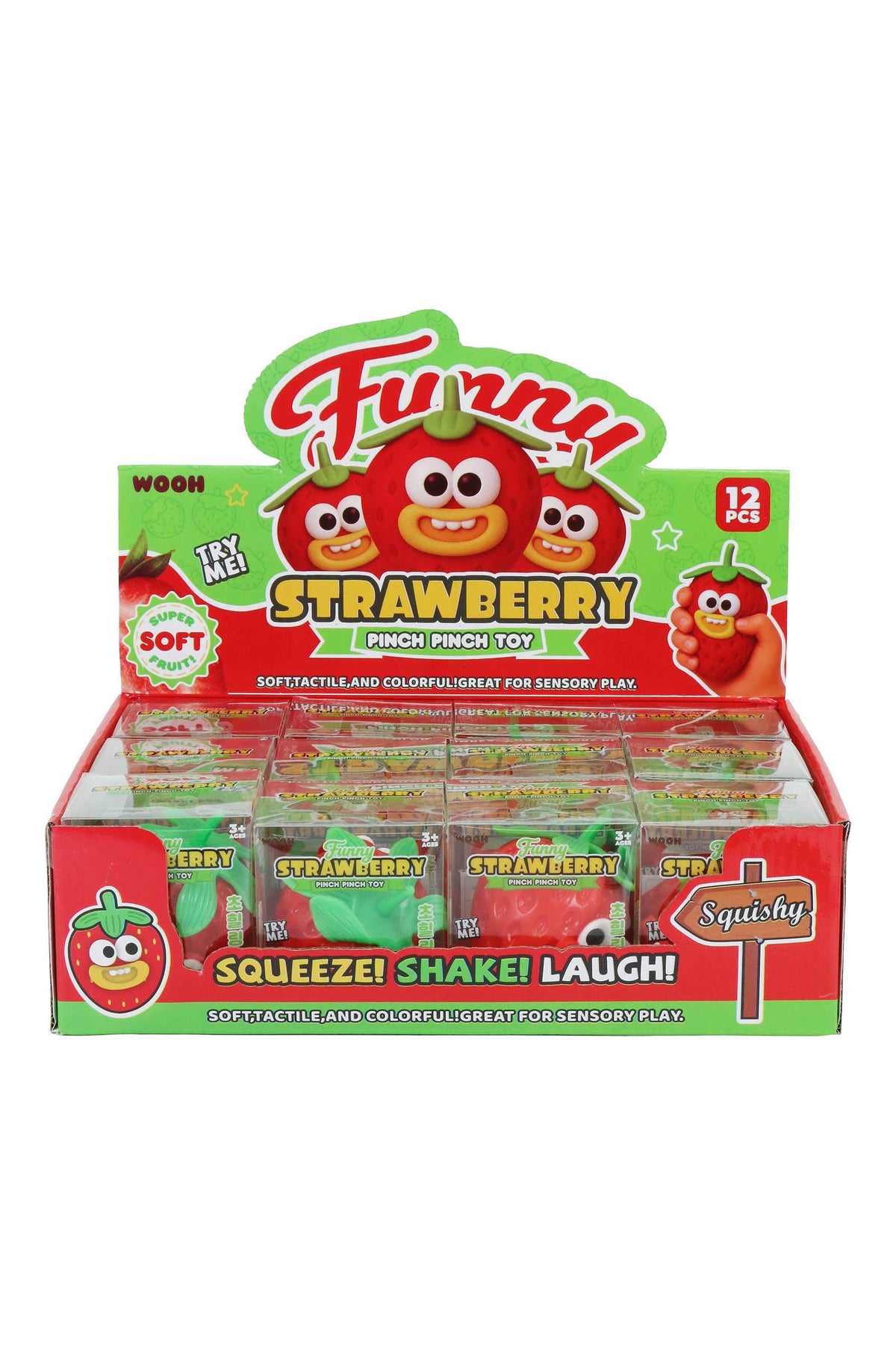Goofy Smile Strawberry Fluffy Slime Filled TPR Squishy Toy