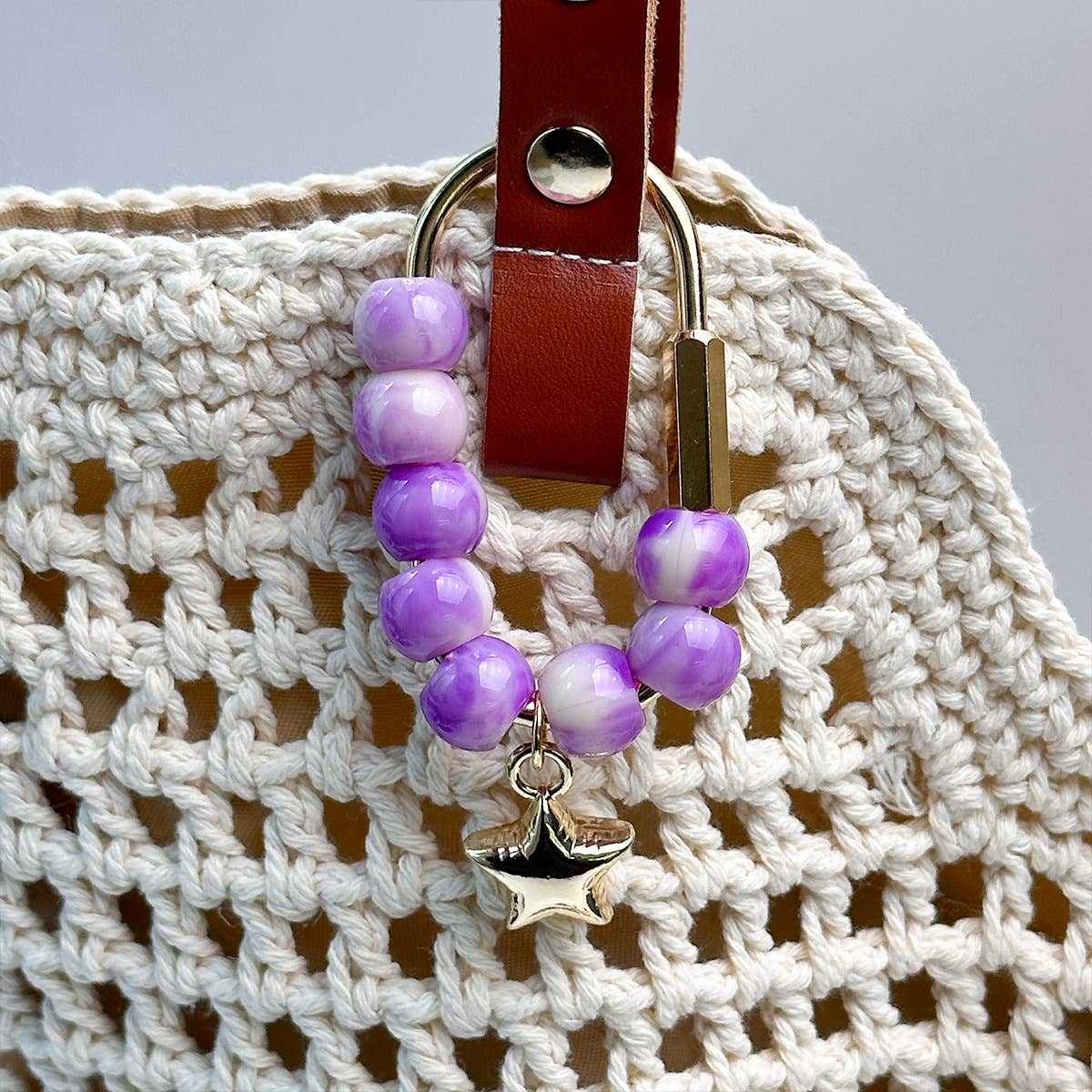 Crystal Beaded Carabiner Bag Charm Keychain