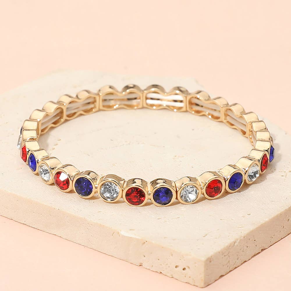 Stone Bezel Stretch Bracelet