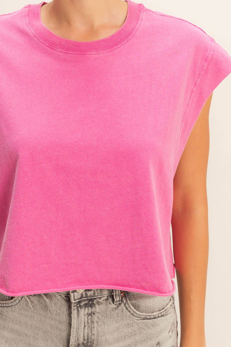 Crew Neck Boxy  Cropped Top