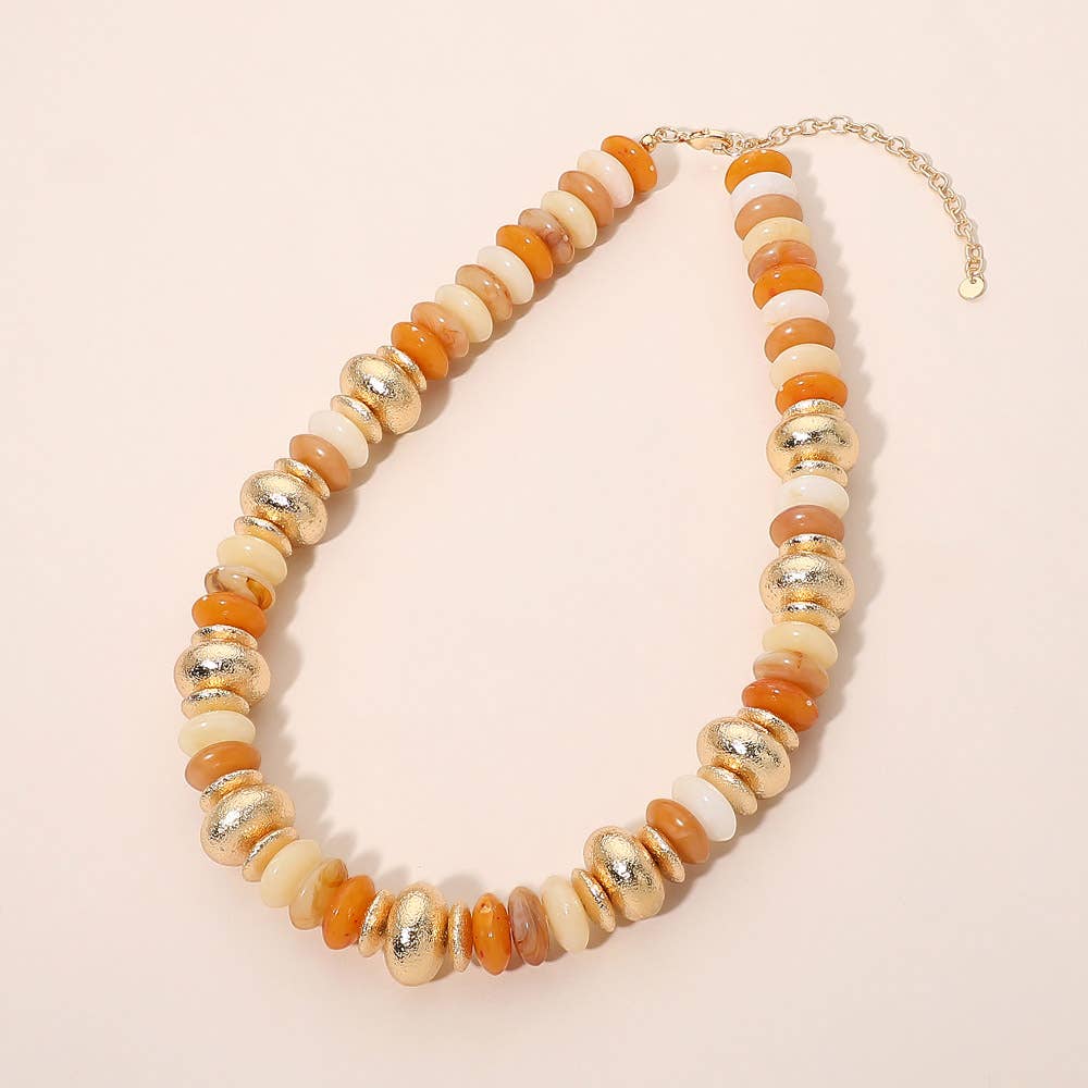 Chunky Mixed Disc Beaded Necklace