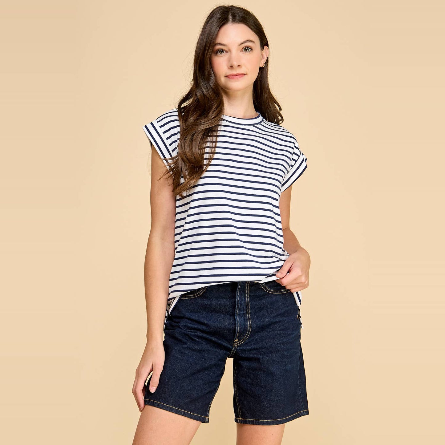 Striped Cap Sleeve Top