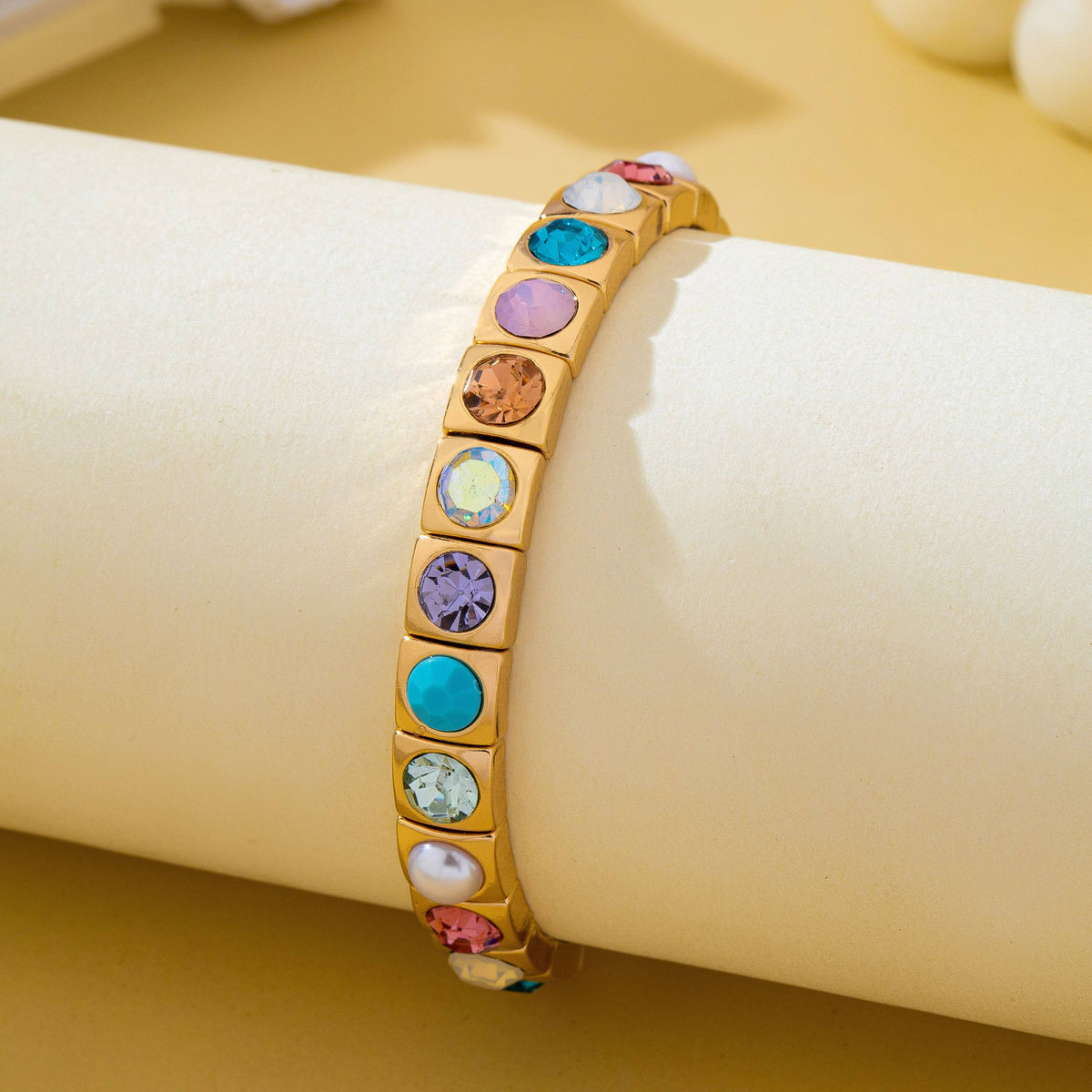 Multicolored Gemstone & Pearl Stretch Bracelet | 80B1831